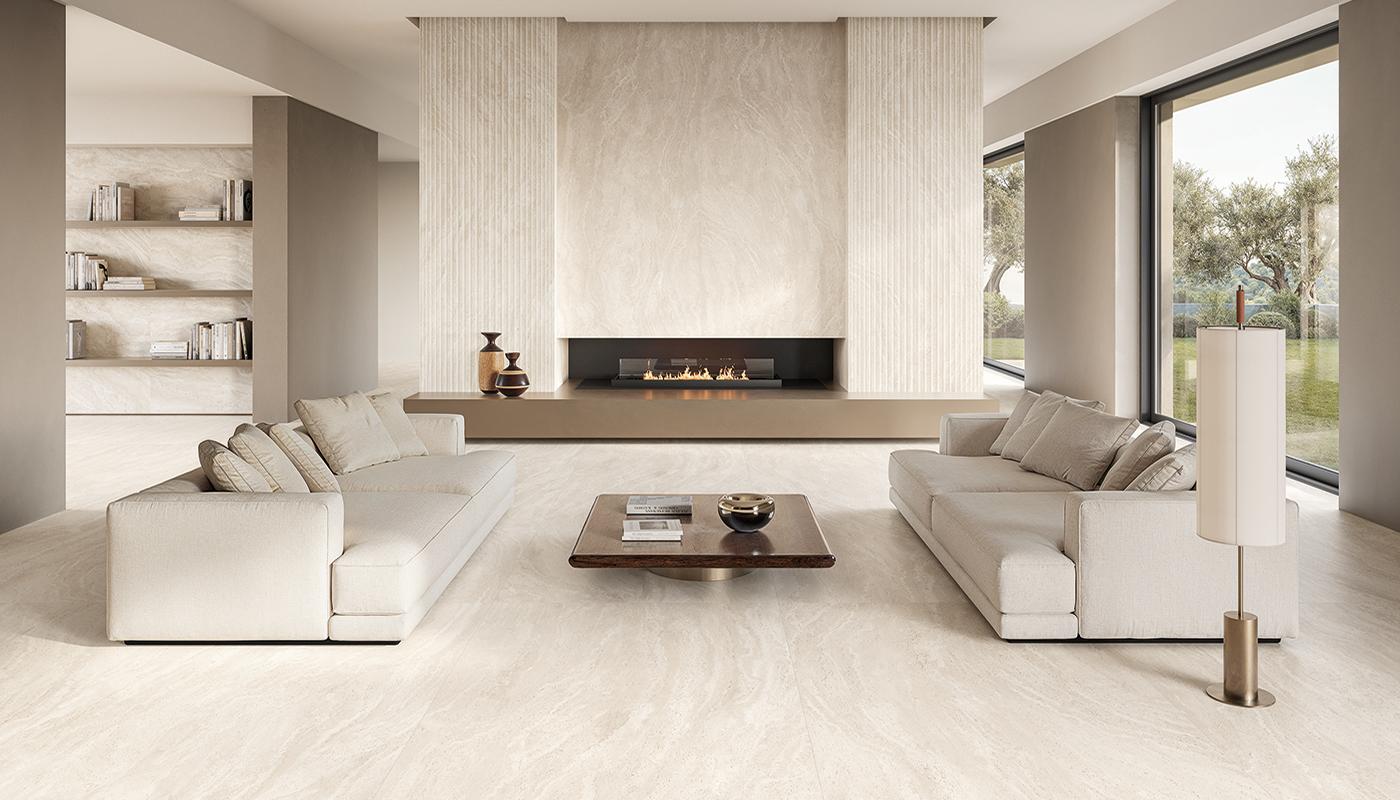 Gres Porcelánico Emil Dualtravertine Piedra Sala De Estar White Poro Aperto,white Poro Chiuso,white Roma Magna Imagen Galería | Emilceramica Gres Porcelánico Emil Dualtravertine Piedra Sala De Estar White Poro Aperto,white Poro Chiuso,white Roma Magna Imagen Galería | Emilceramica