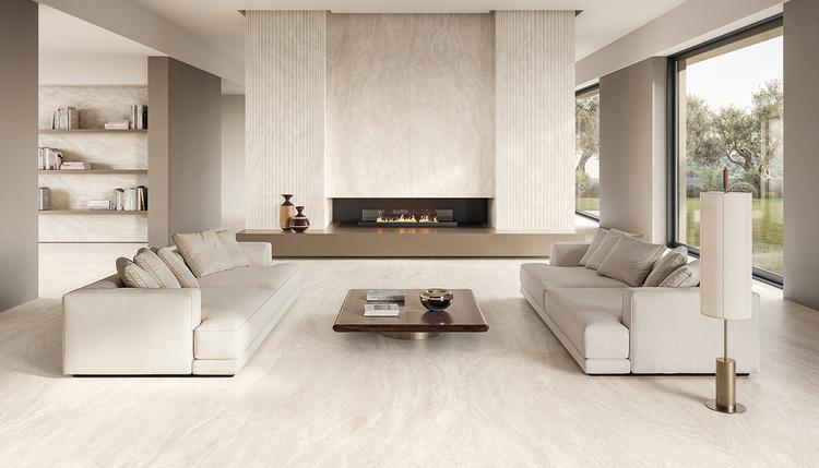 Dual Travertine | Emilceramica Gres Porcelánico Emil Dualtravertine Piedra Sala De Estar White Poro Aperto,white Poro Chiuso,white Roma Magna Imagen Galería | Emilceramica