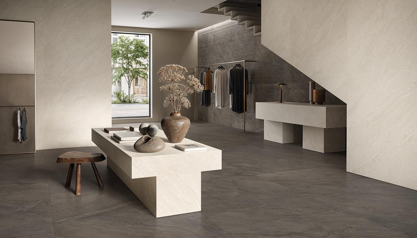 Gres Porcelánico Provenza Pietra Di Orosei Piedra Negocio Grigio Bruciato Fondo,perla Rilievi Imagen Galería | Emilceramica Gres Porcelánico Provenza Pietra Di Orosei Piedra Negocio Grigio Bruciato Fondo,perla Rilievi Imagen Galería | Emilceramica