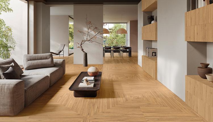 Playwood | Emilceramica Gres Porcelánico Emil Playwood Madera Sala De Estar Intense Oak Playtangram Imagen Galería | Emilceramica