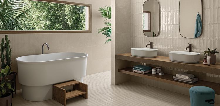Totalook | Emilceramica Gres Porcelánico Emil Totalook Ladrillo Baño Sabbia Majolica Lux,sabbia Majolica Matt Imagen Galería | Emilceramica
