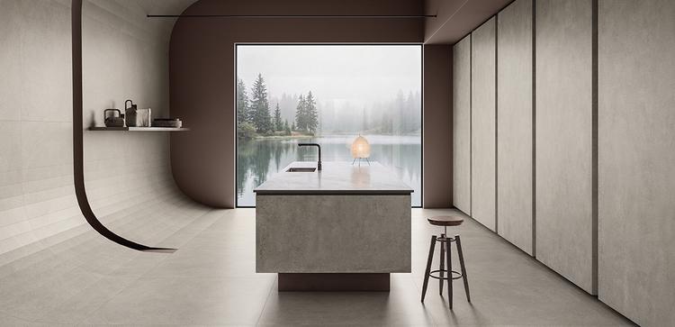 Unique Concrete | Emilceramica Gres Porcelánico Provenza Unique Concrete Cemento Cocina Grigio Cemento Colato,grigio Cemento Seminato Imagen Galería | Emilceramica